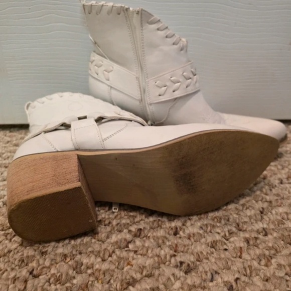 Altar'd State Cream Braided Strap Western Ankle Booties - Picture 2 of 5
